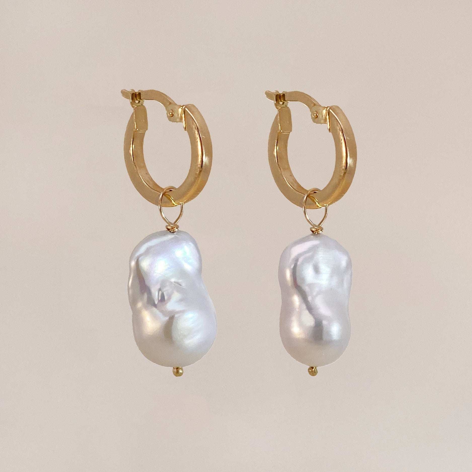 Hoops with Baroque Pearl Pendant