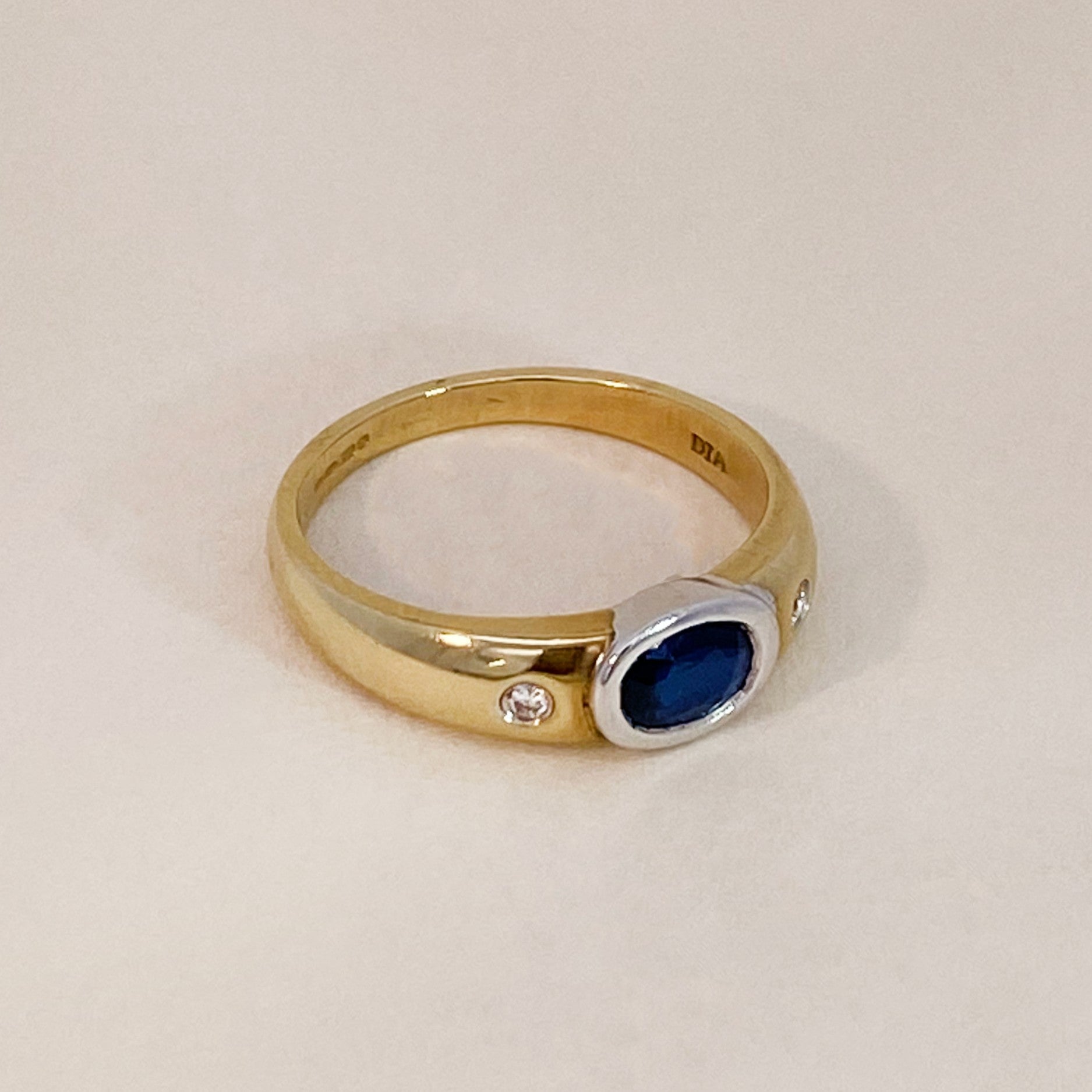 Vintage Ovale Saffier Diamant Ring