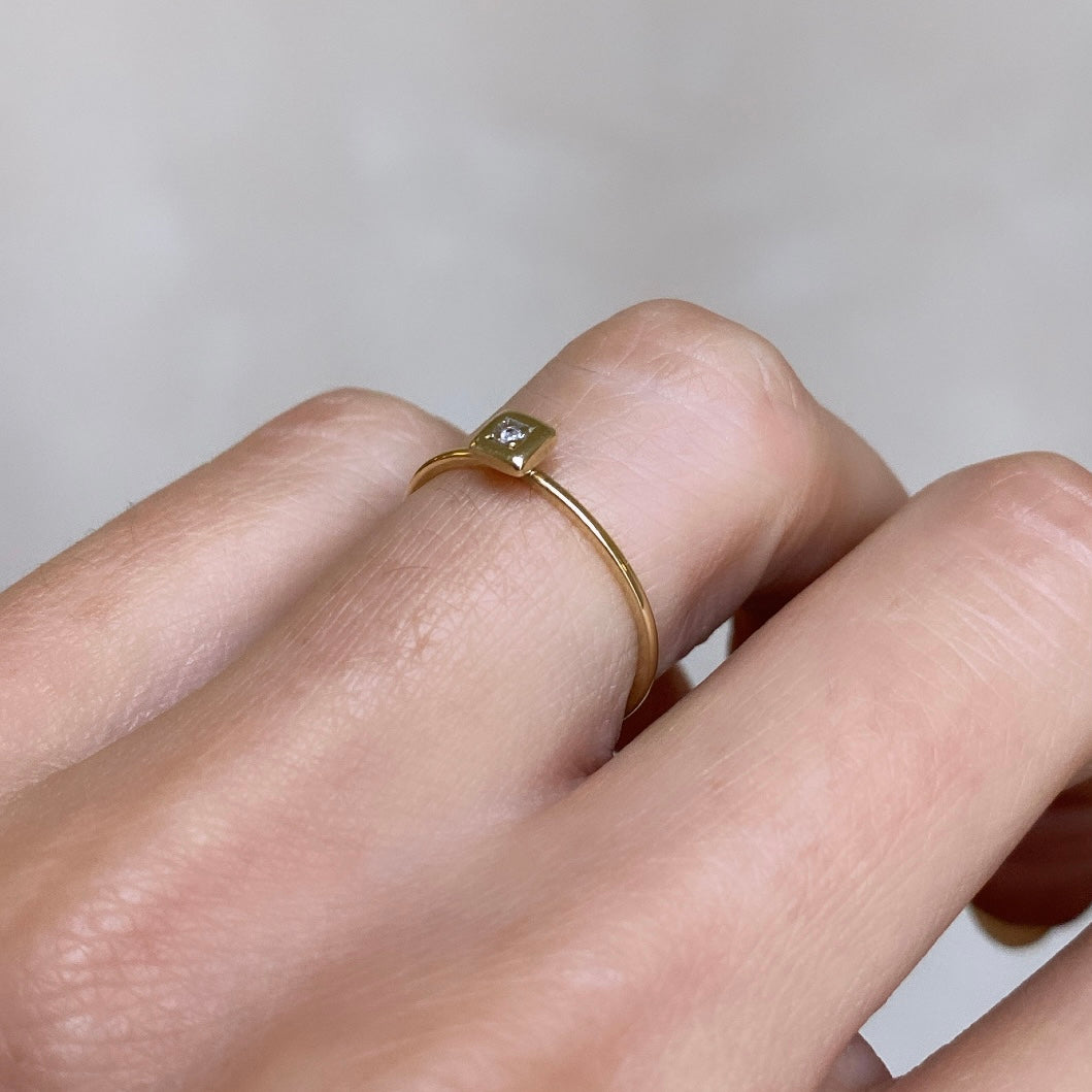 Delicate Diamond Squared Ring