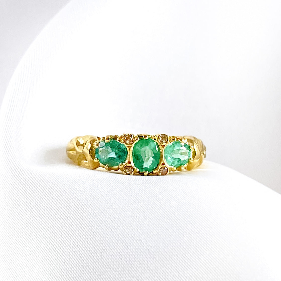 Bright Emerald Trio Ring