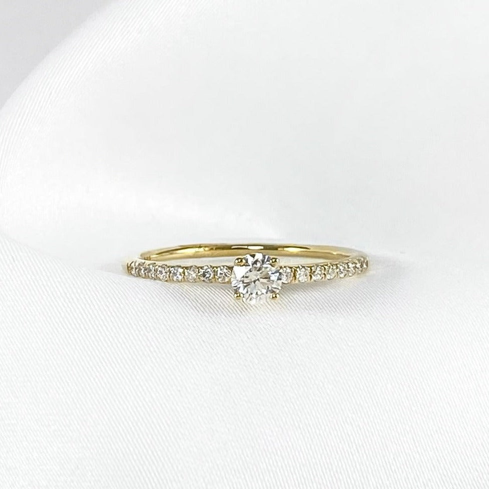 Solitaire on Diamonds Ring