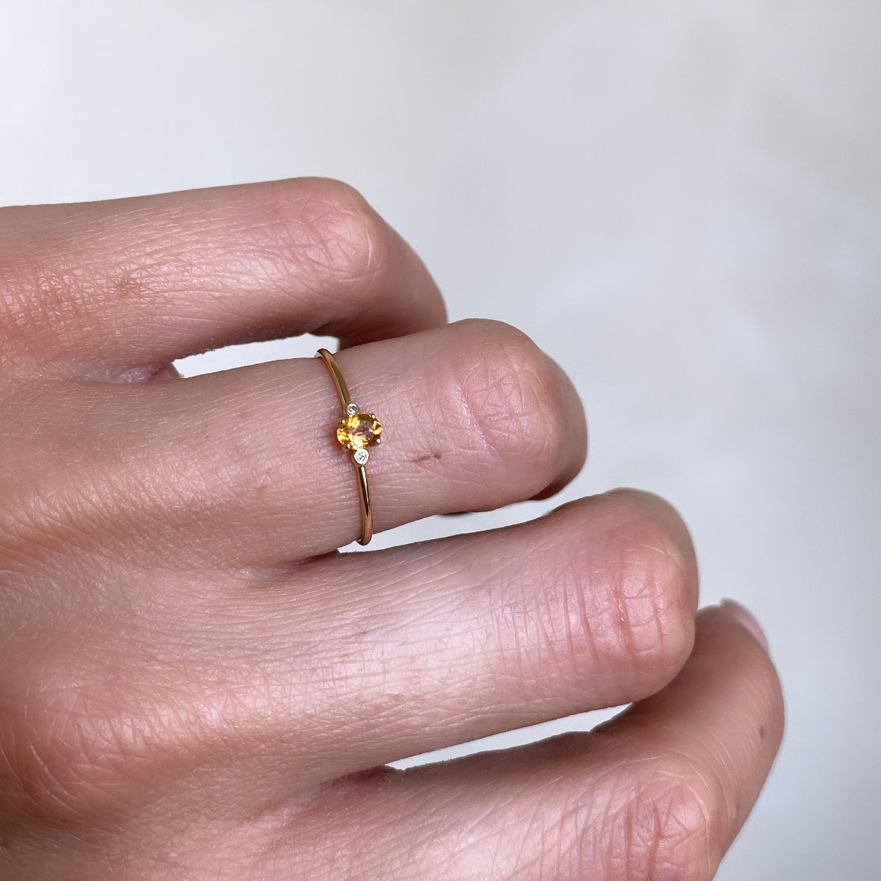 Tiny Citrine and Diamonds ring