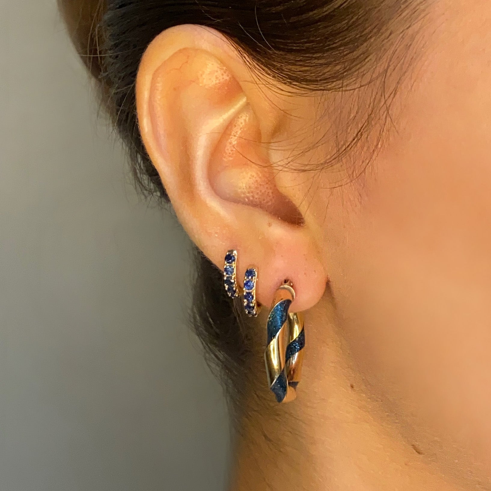 Twisted Hoops with Blue Detail