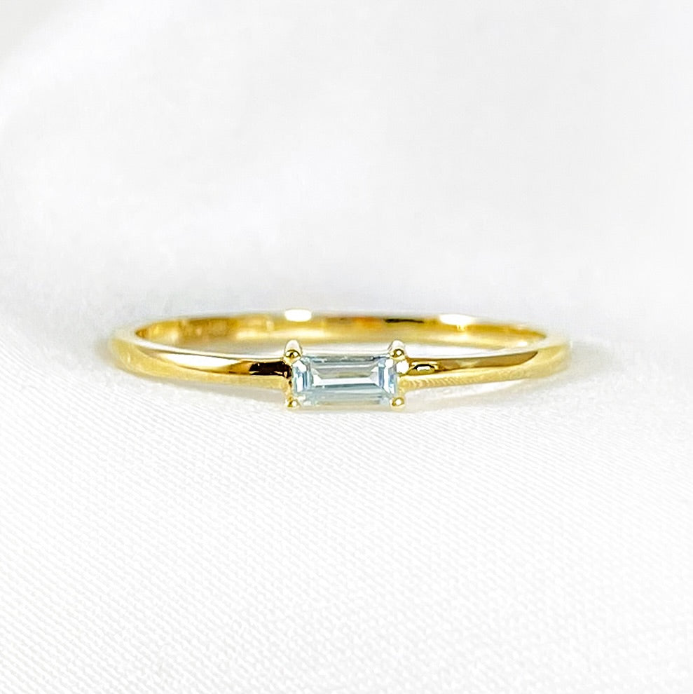 Aquamarine Baguette Ring Gold