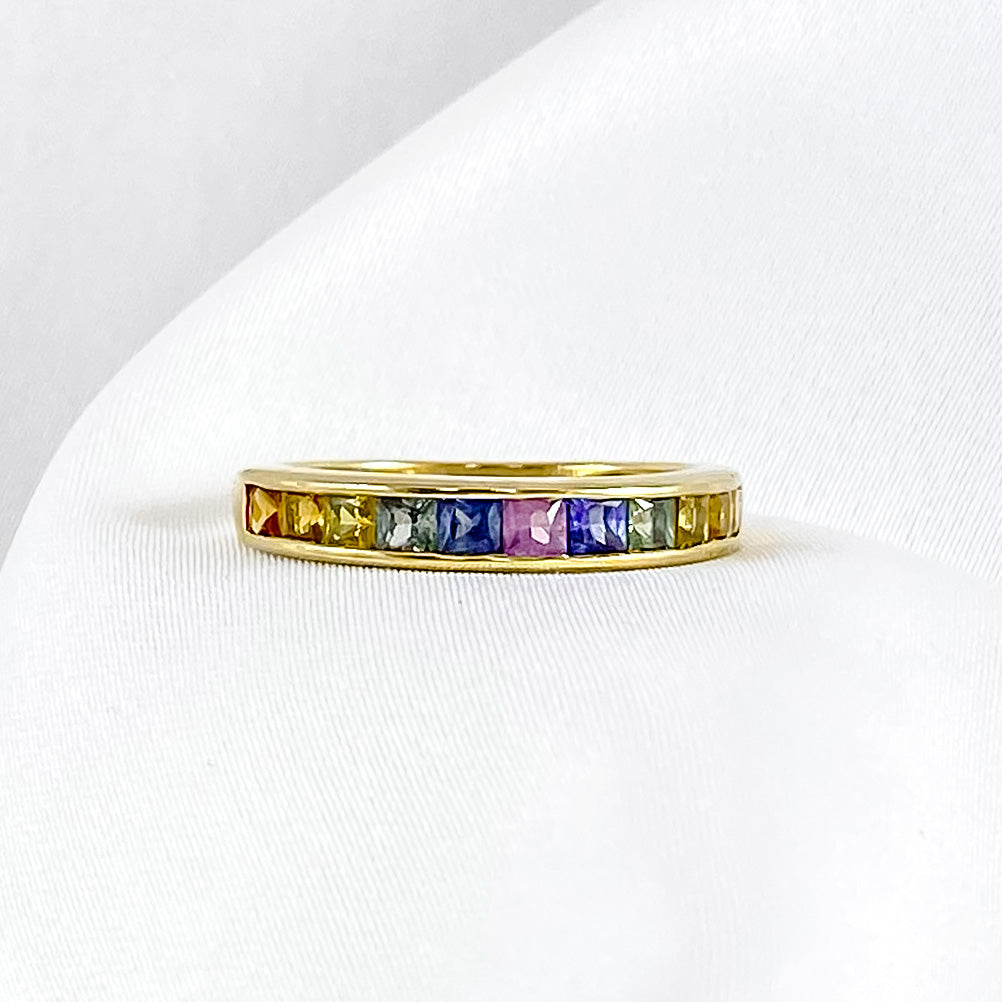 Vintage Sapphire Rainbow Ring