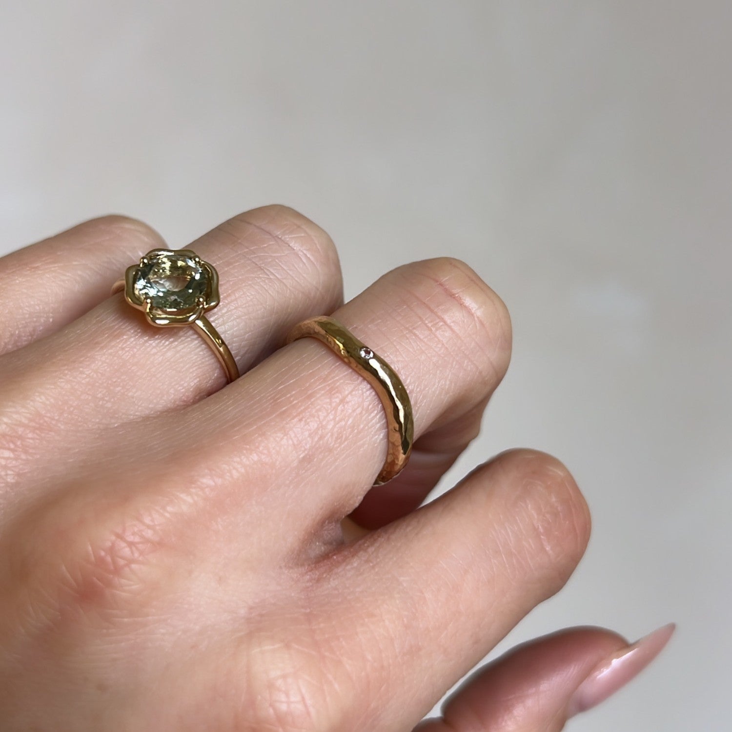 Vintage Gouden Ring en Bloem Ring