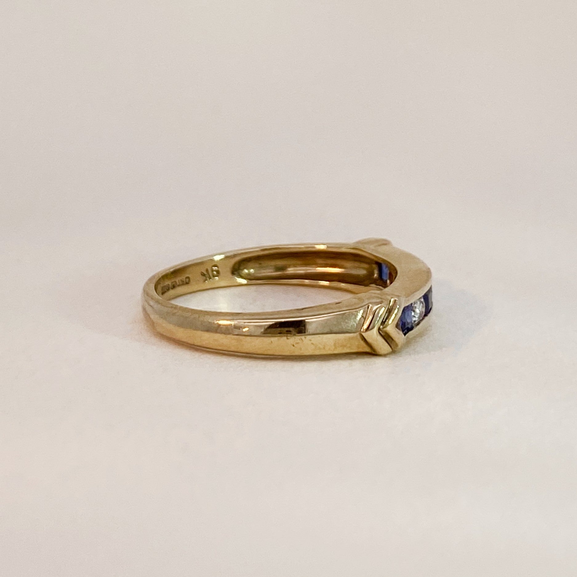 Vintage gouden ring saffier diamant