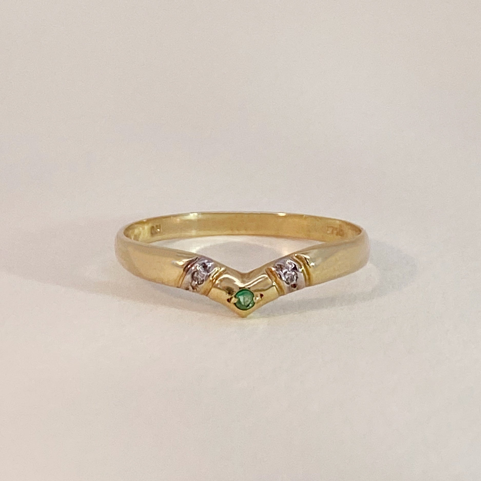 Vintage groene saffier diamanten ring