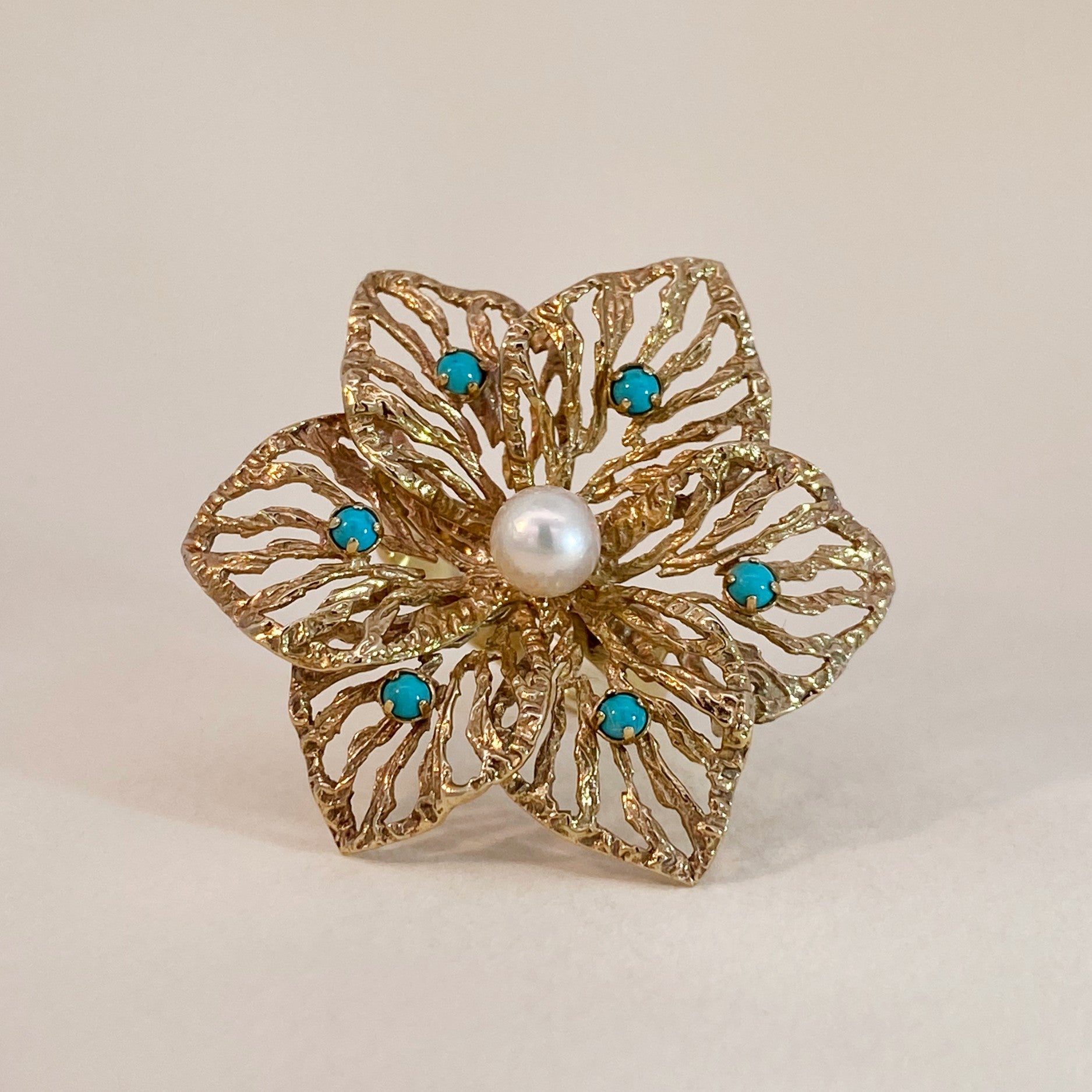 Vintage grote bloem ring