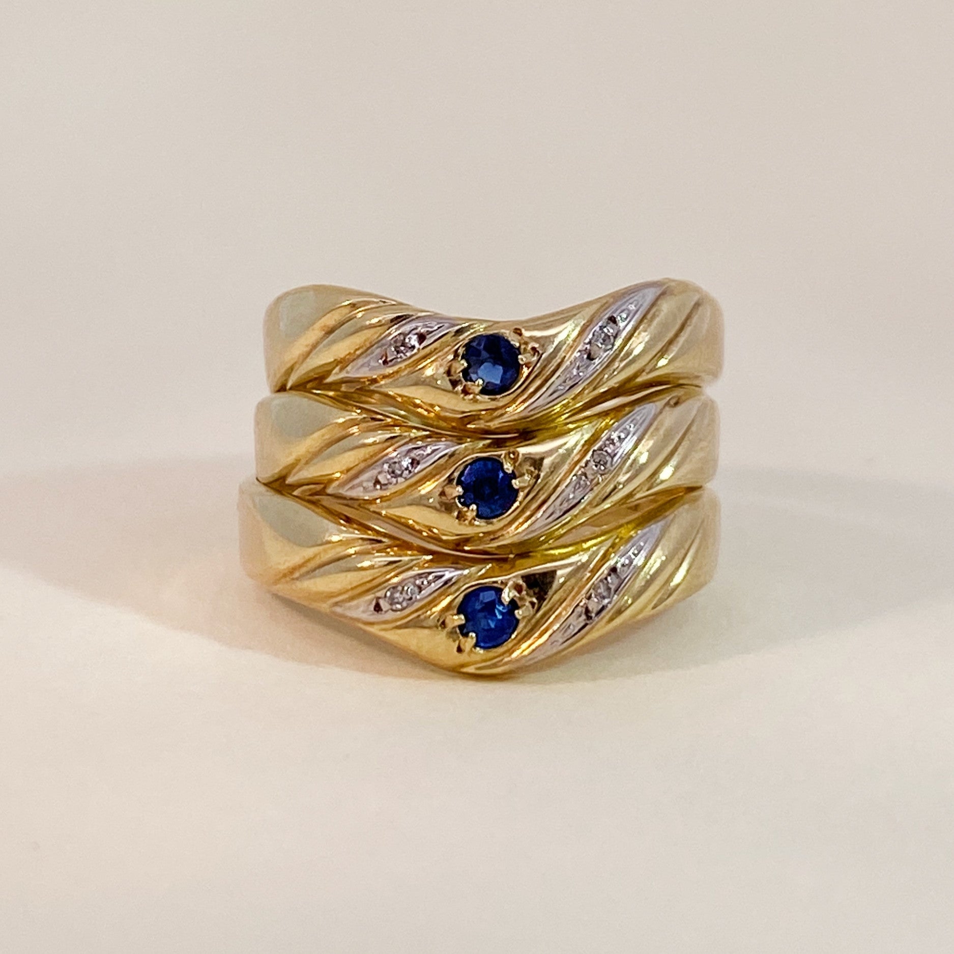 Vintage ringen blauwe saffier