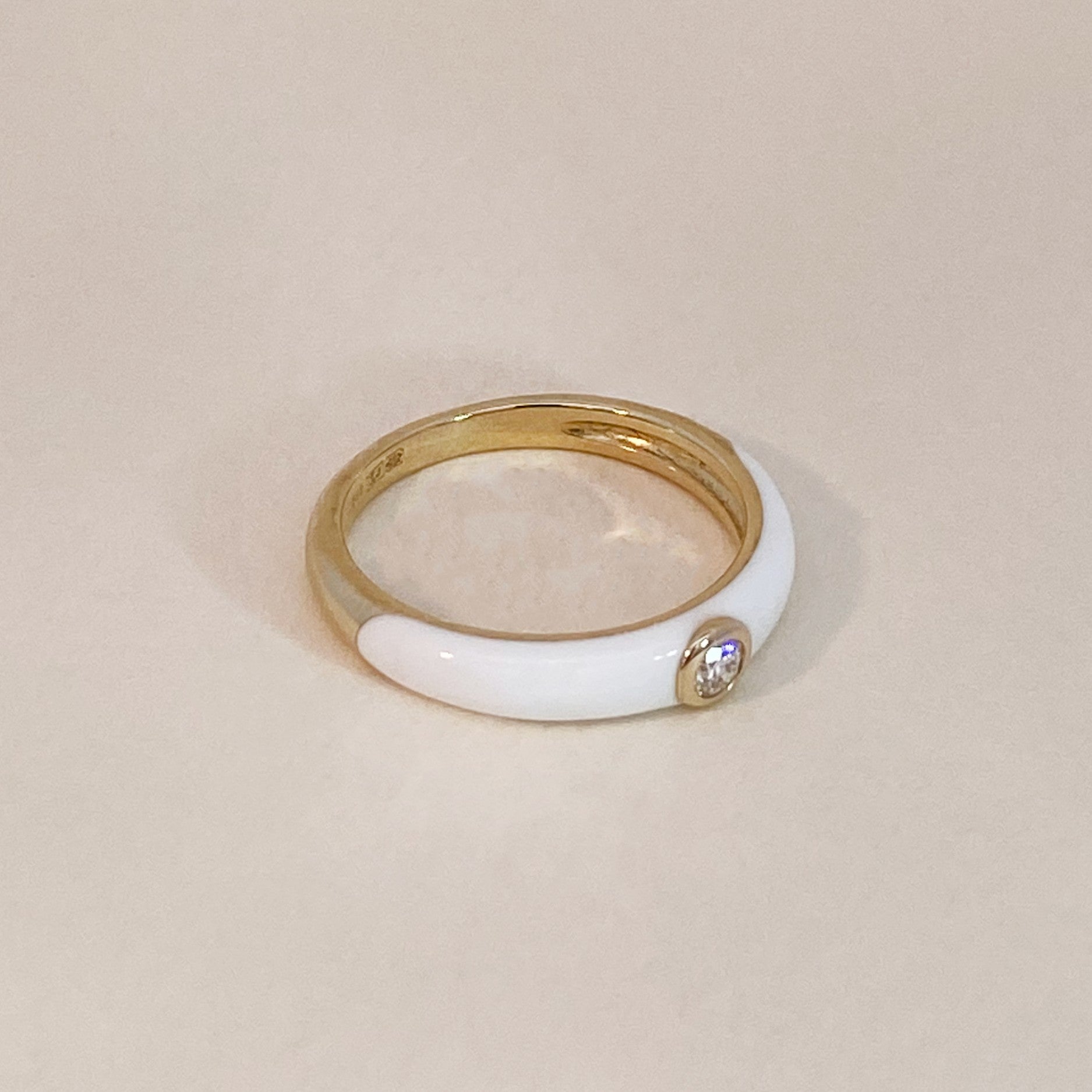 Wit Emaille Diamant Ring