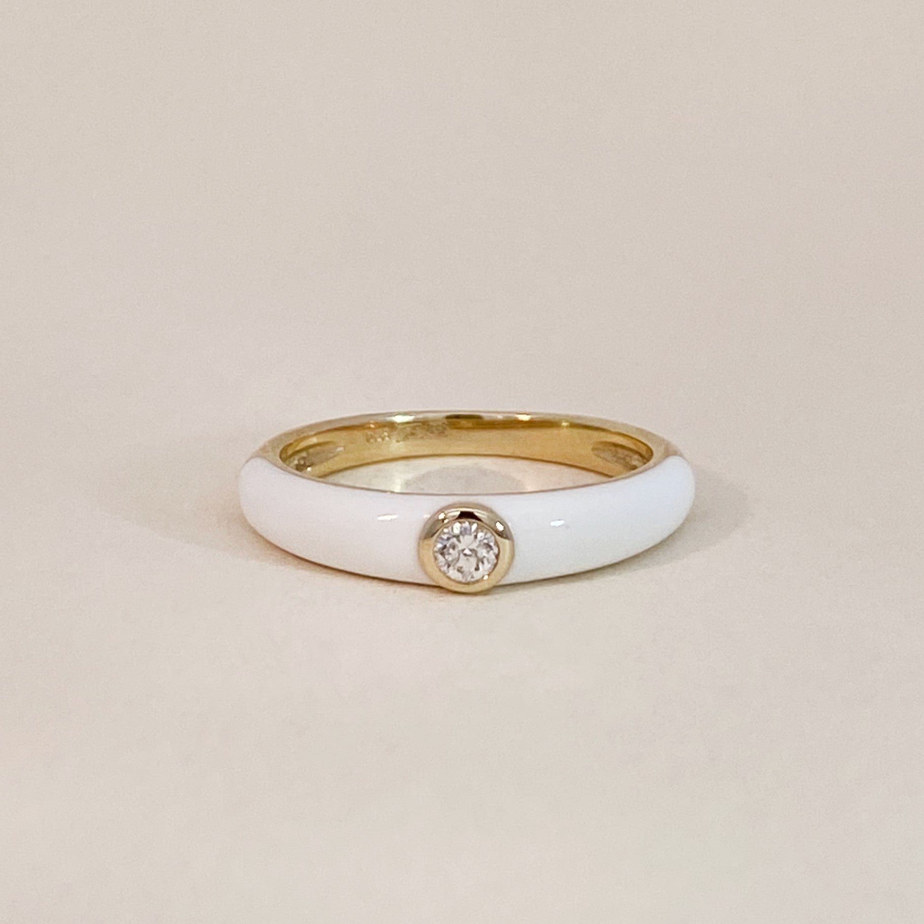 Wit Emaille Diamant Ring