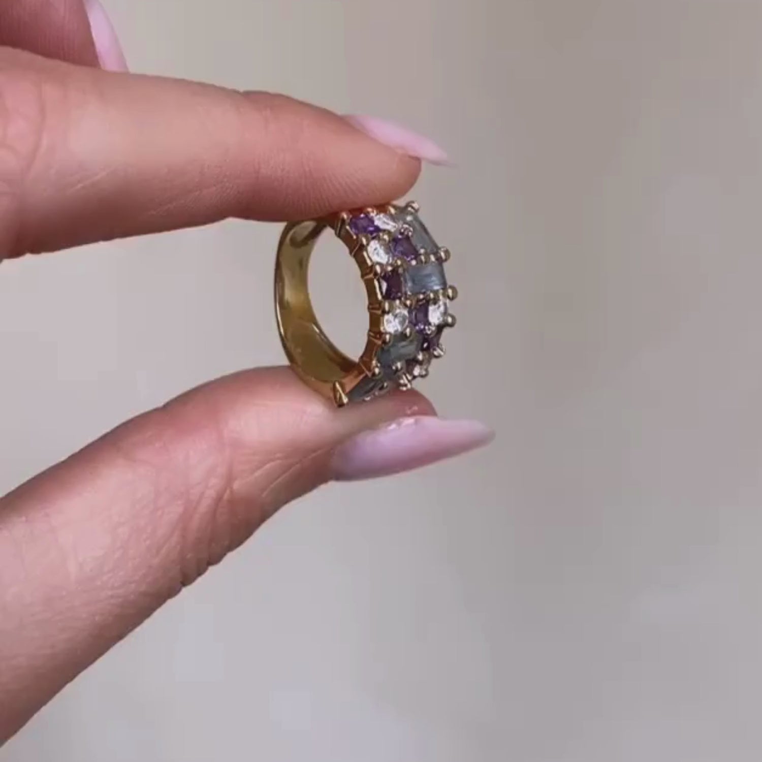 Vintage Golden Gemstone Statement Ring