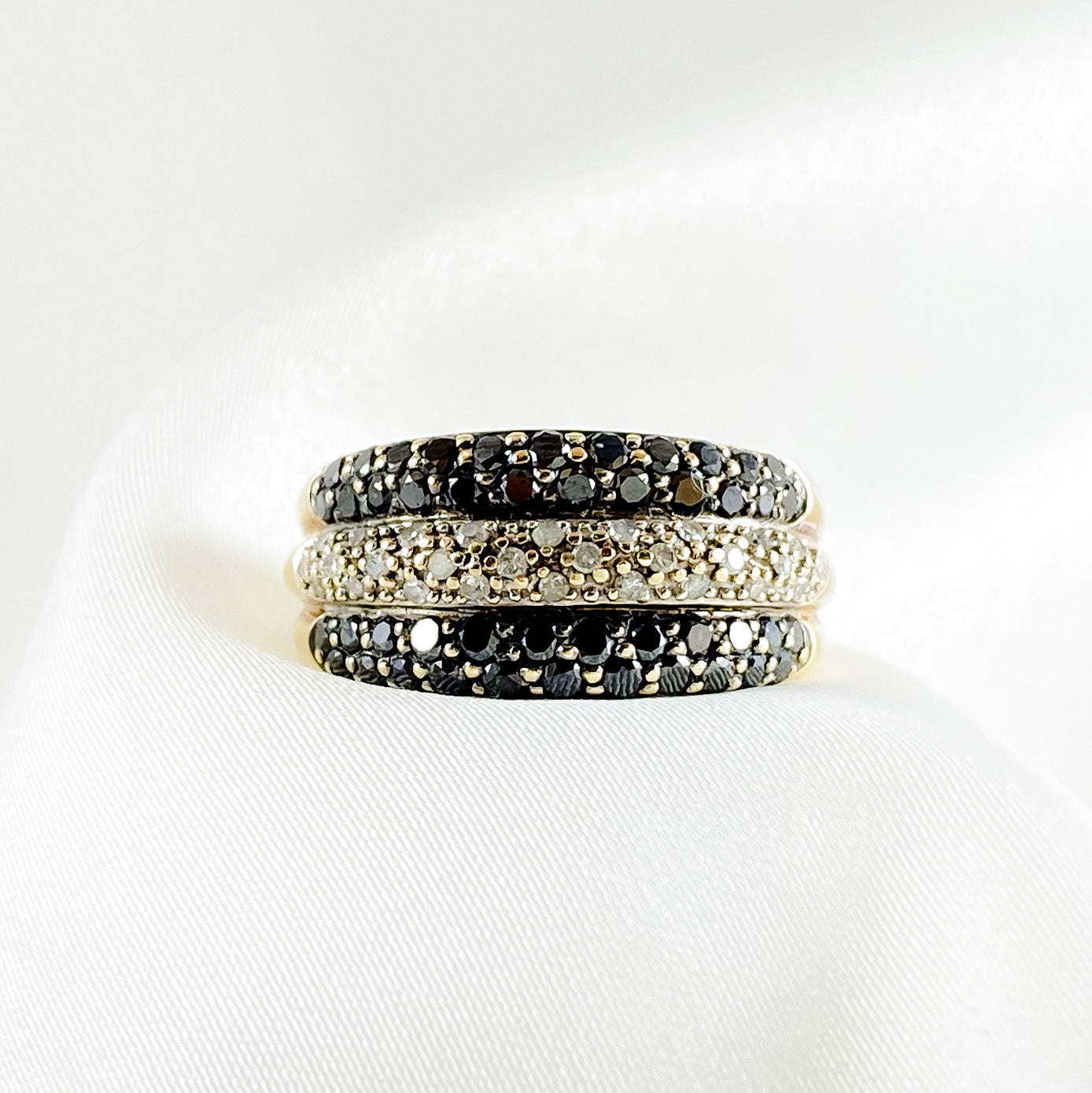 Bold Black and White Diamond Ring