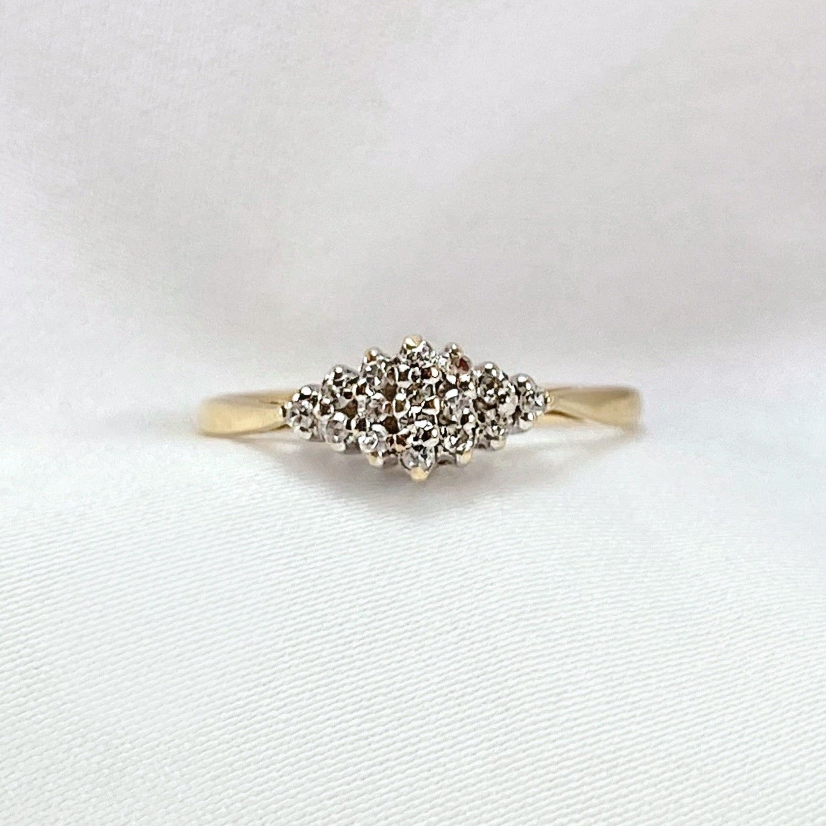 Small Wide Diamond Cluster Ring