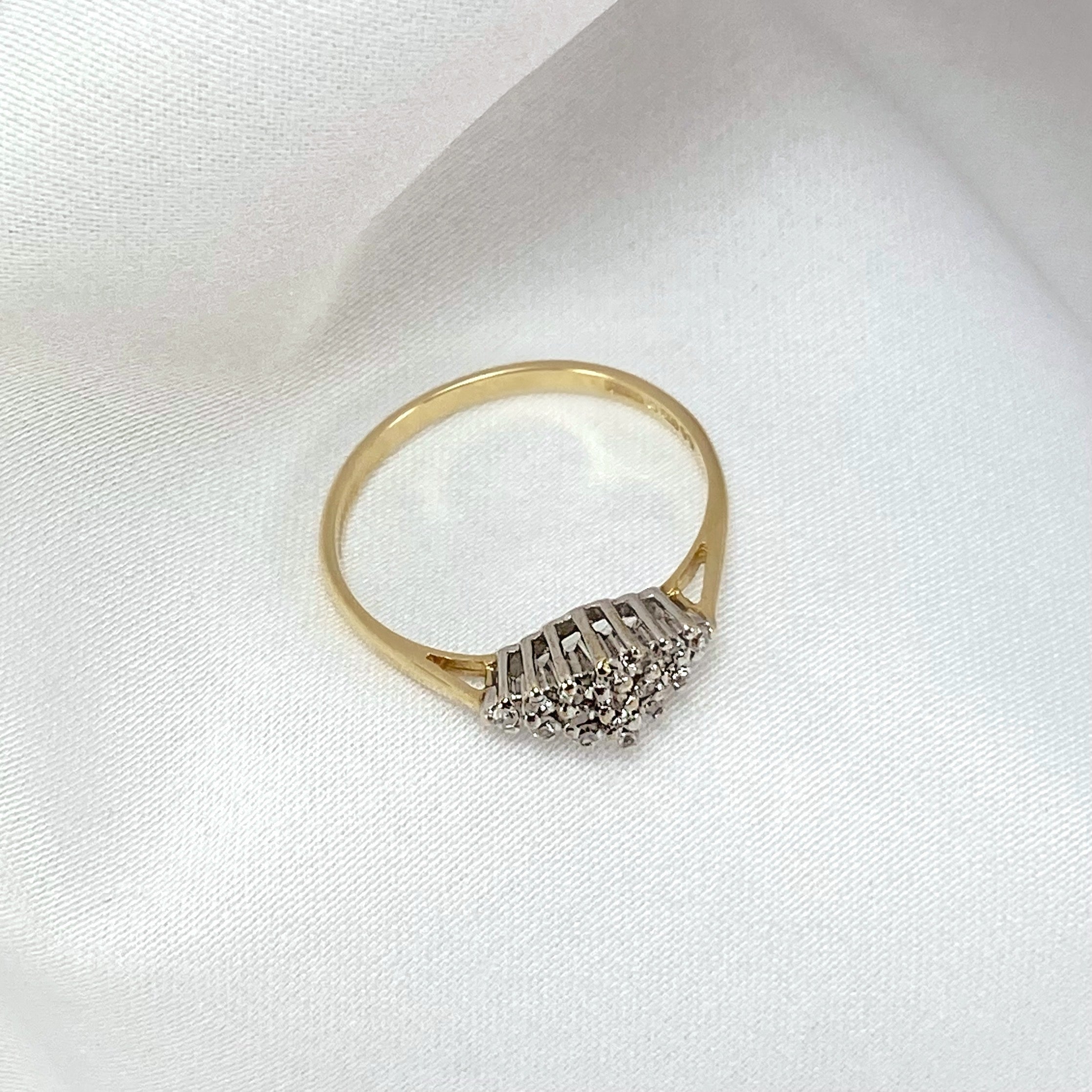 Small Wide Diamond Cluster Ring