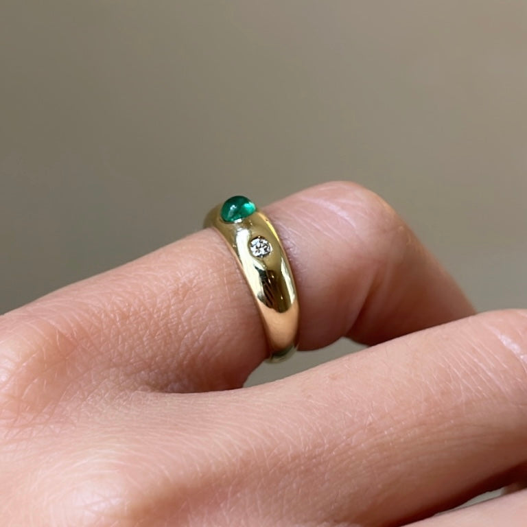 Emerald & Diamond Gypsy Ring