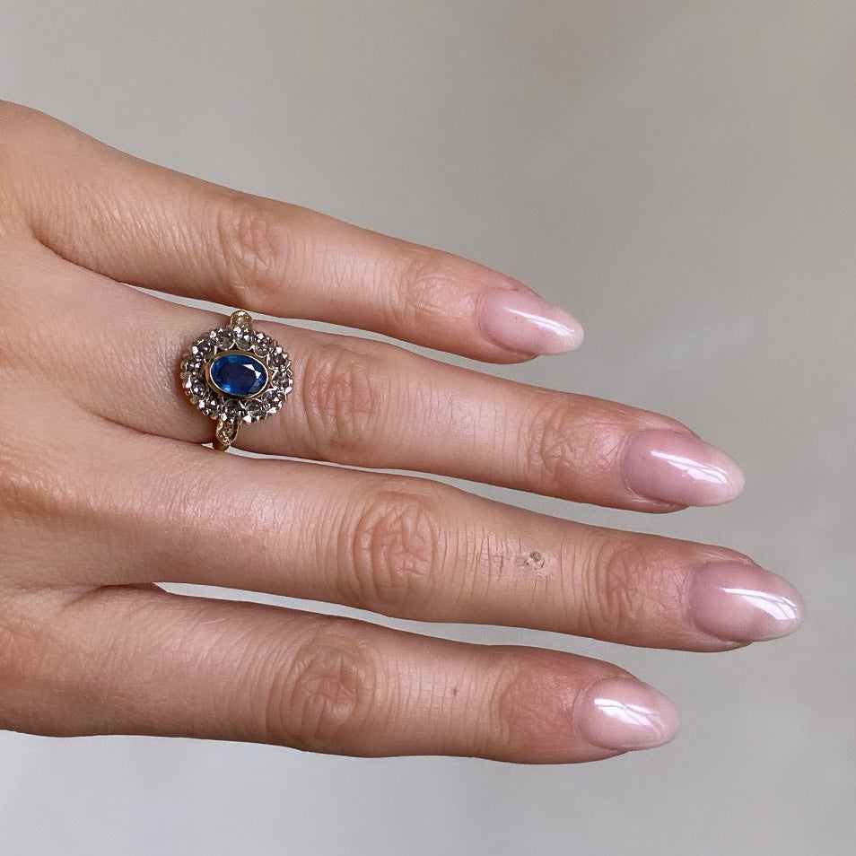Sapphire & Diamond Lady Di Ring