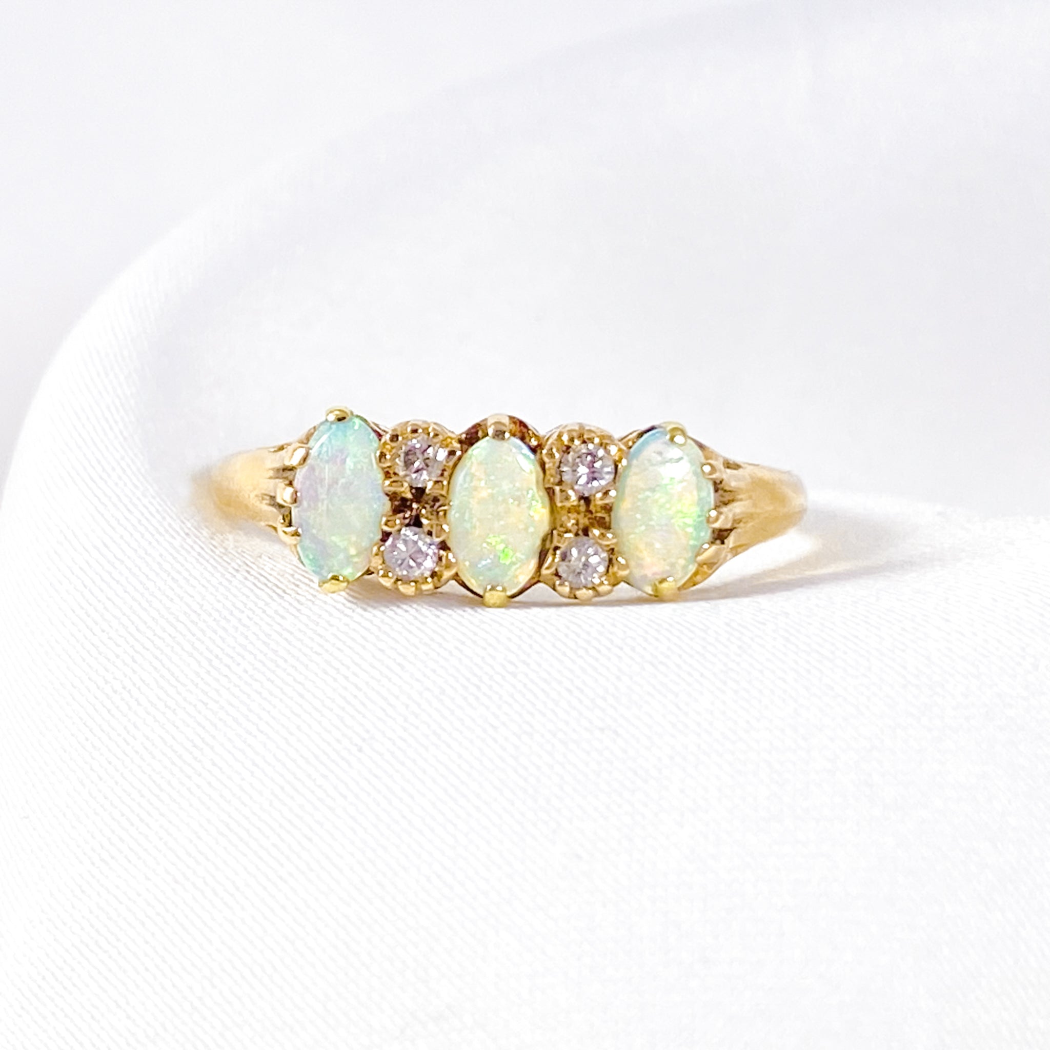 Vintage Trio Opal With Diamonds