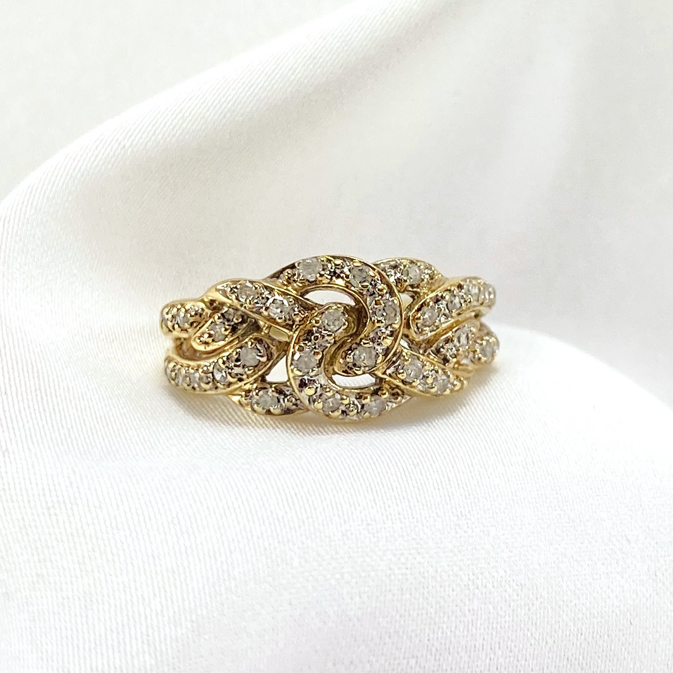Twisted Knot Diamond Ring