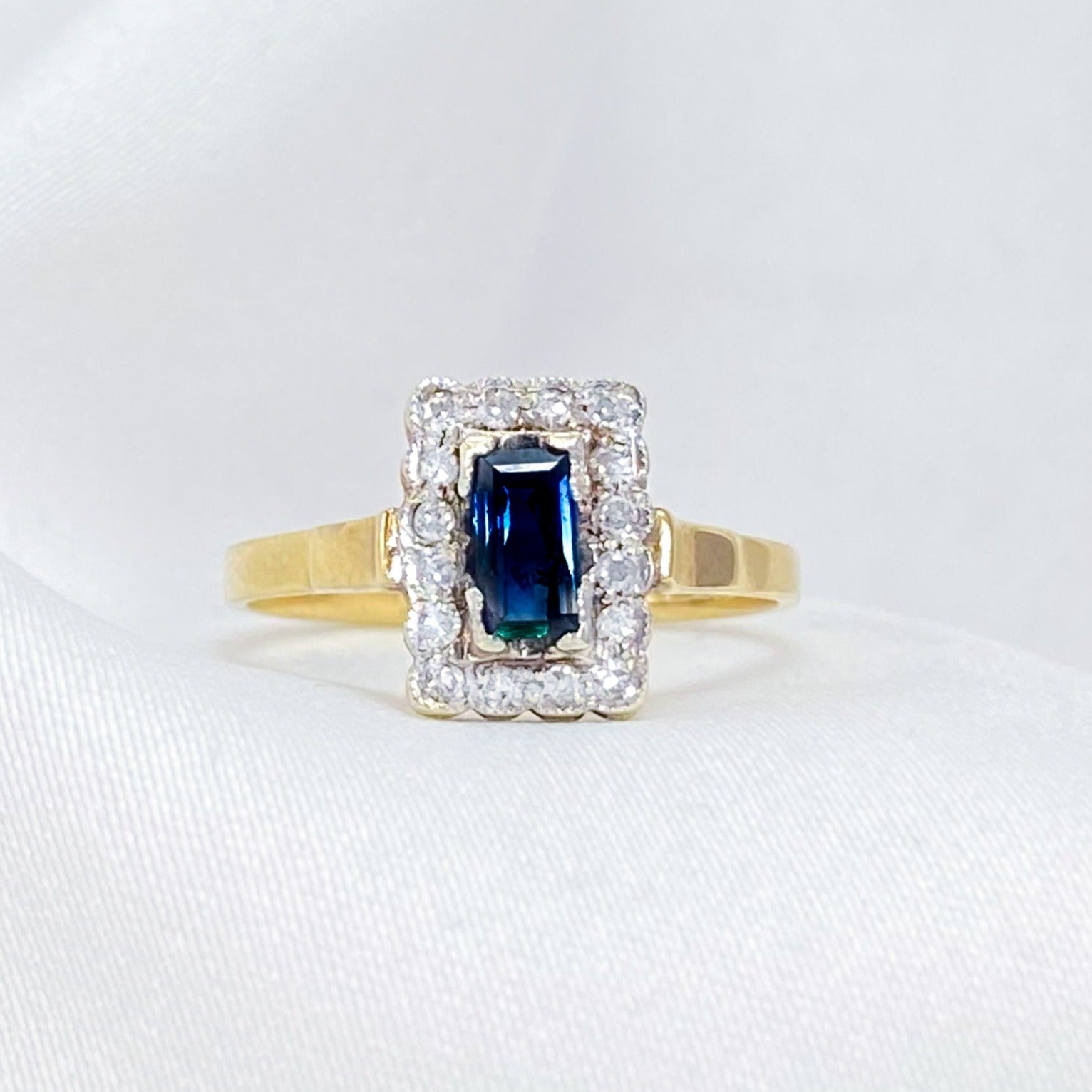 Baguette Sapphire and Diamonds Ring