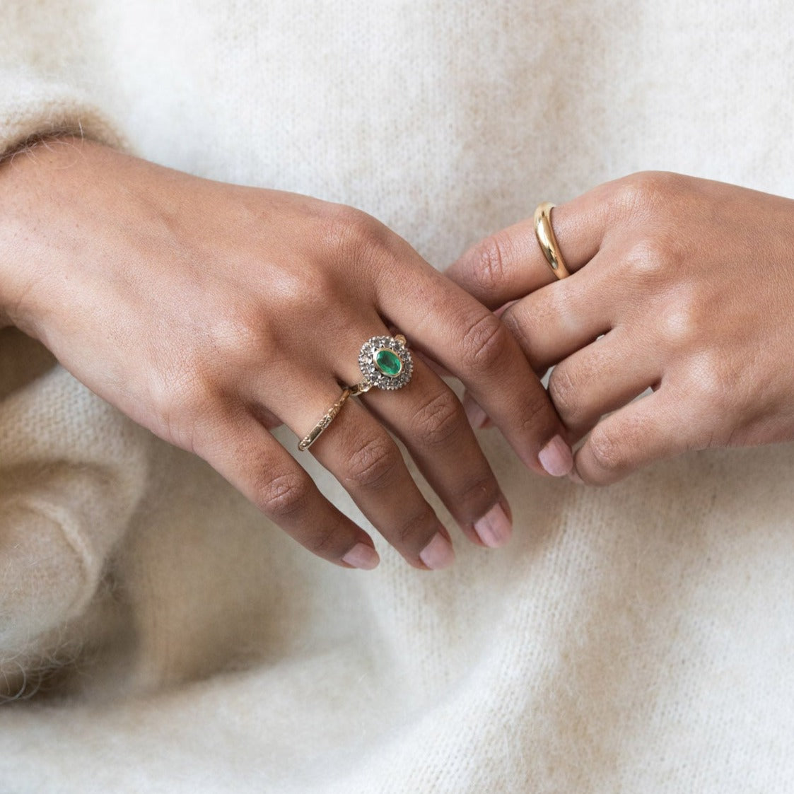 Emerald & Diamond Lady Di Ring